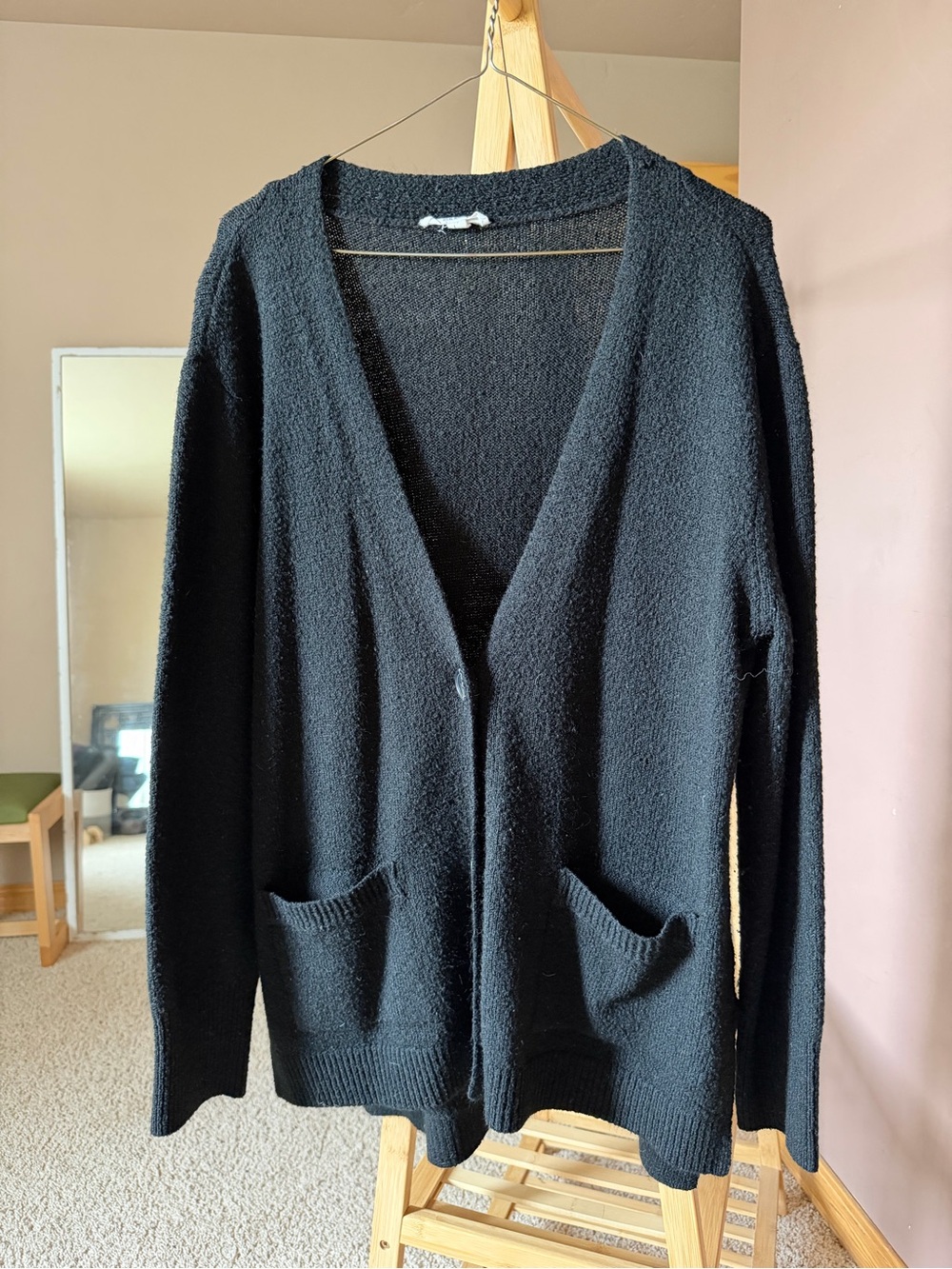 BB Dakota by Steve Madden Black V-Neck Button-Front Cardigan